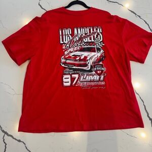 SHEIN Red Graphic T-Shirt Los Angeles California Racing Speed 97 Limit Mens L